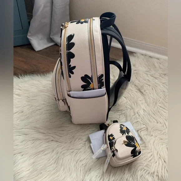 Coach Court Backpack and Mini Keychain Set Flower Print - Picture 11 of 15